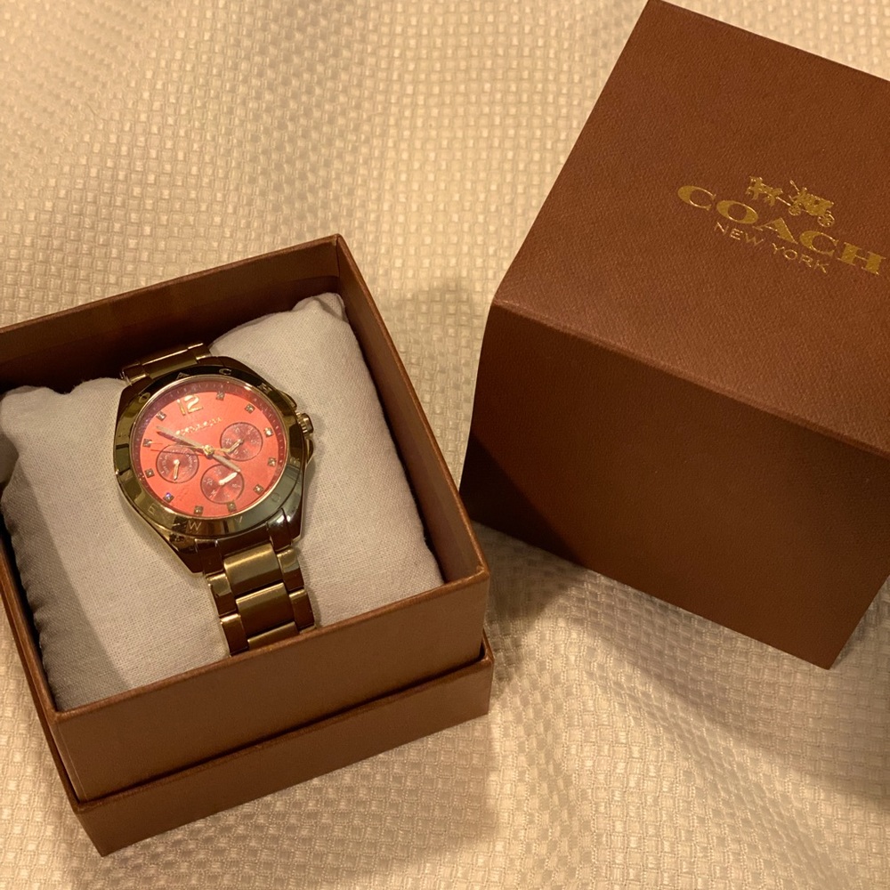 Coach Gold & Coral Boyfriend Watch